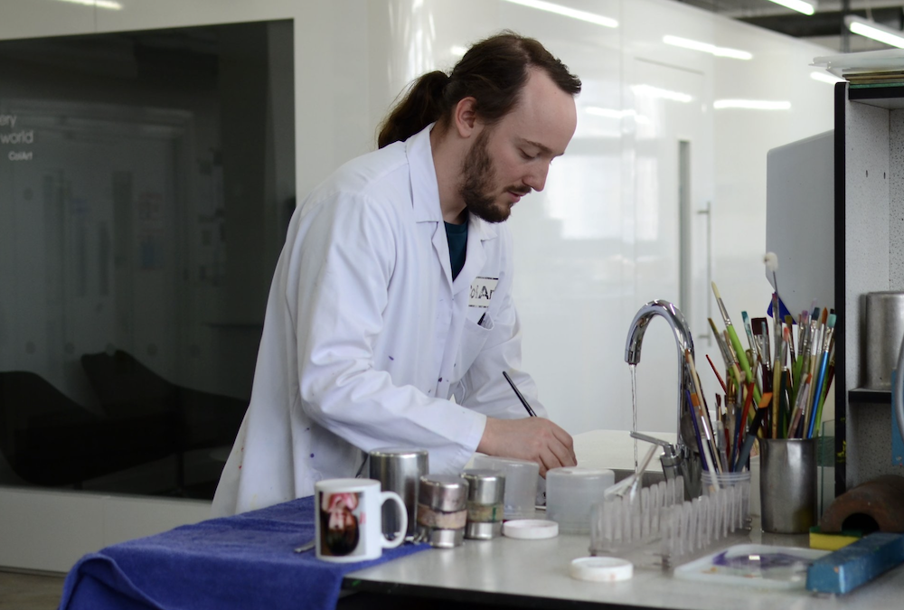 Colour mixing process at Winsor & Newton factory in Le Mans, France